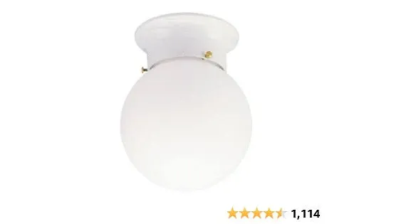 Westinghouse 6660700 Interior Ceiling Fixture 60 Watts, White Finish with Glass Globe