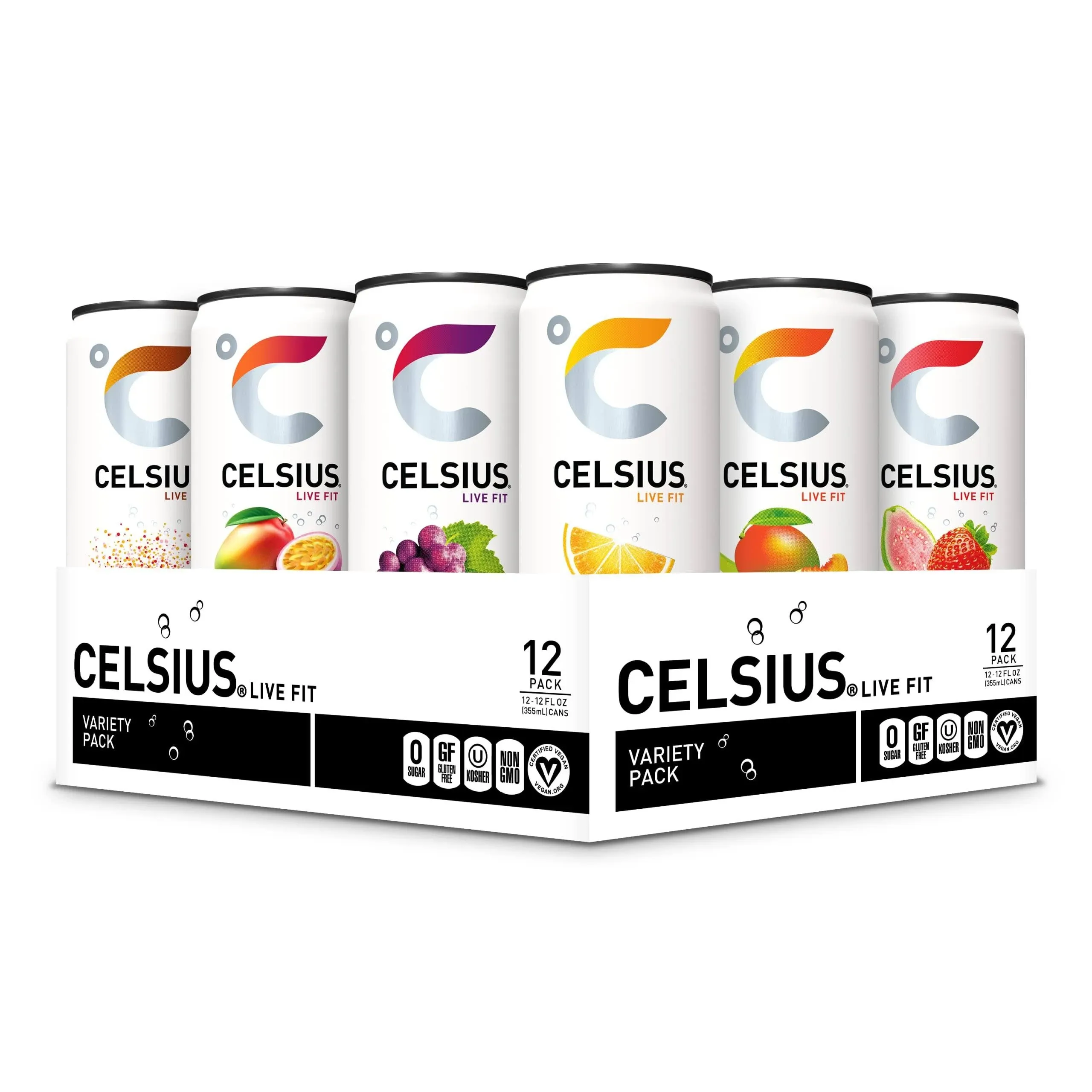 Celsius Calorie Reducing Drink, Variety Pack - 12 pack, 12 fl oz cans