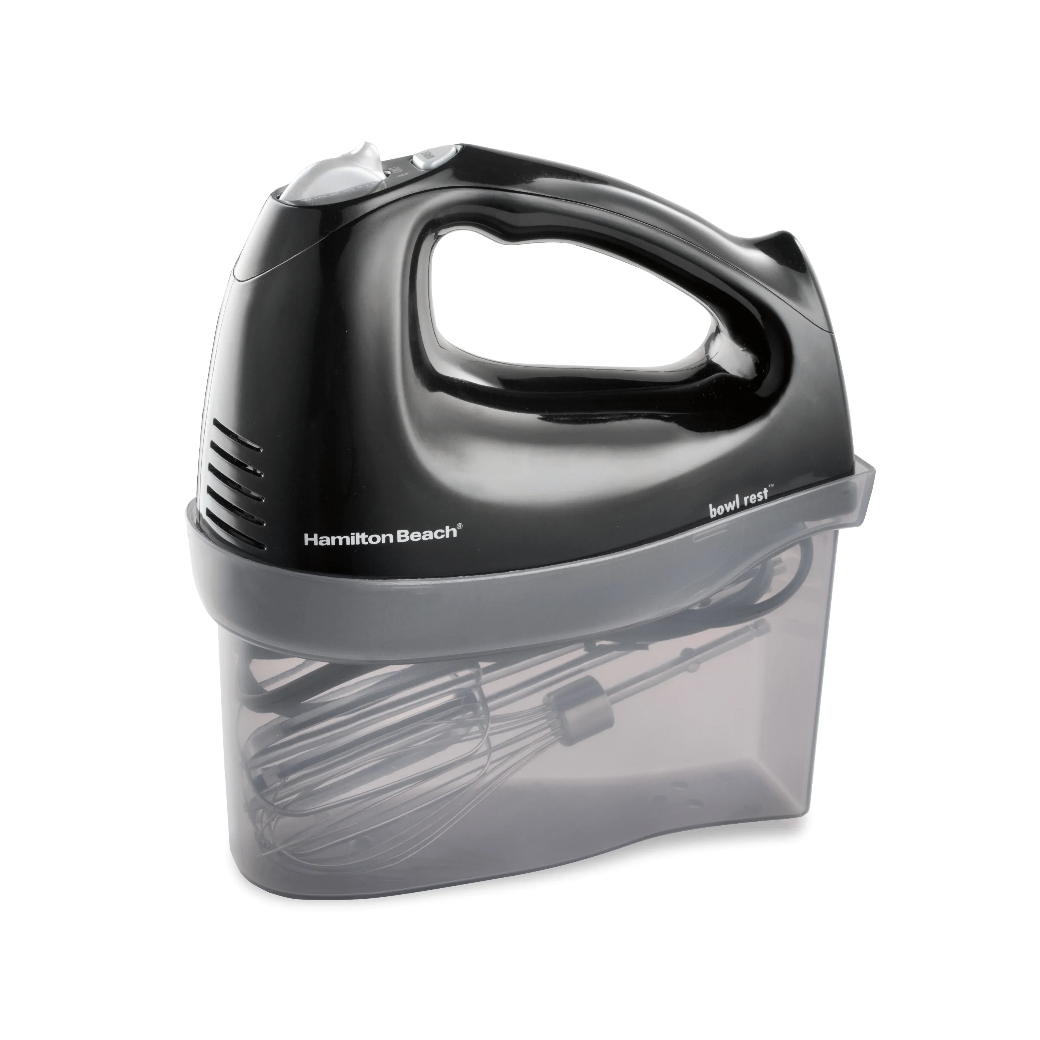 New. Hamilton Beach 6 Speed Hand Mixer with Snap-on case - Black