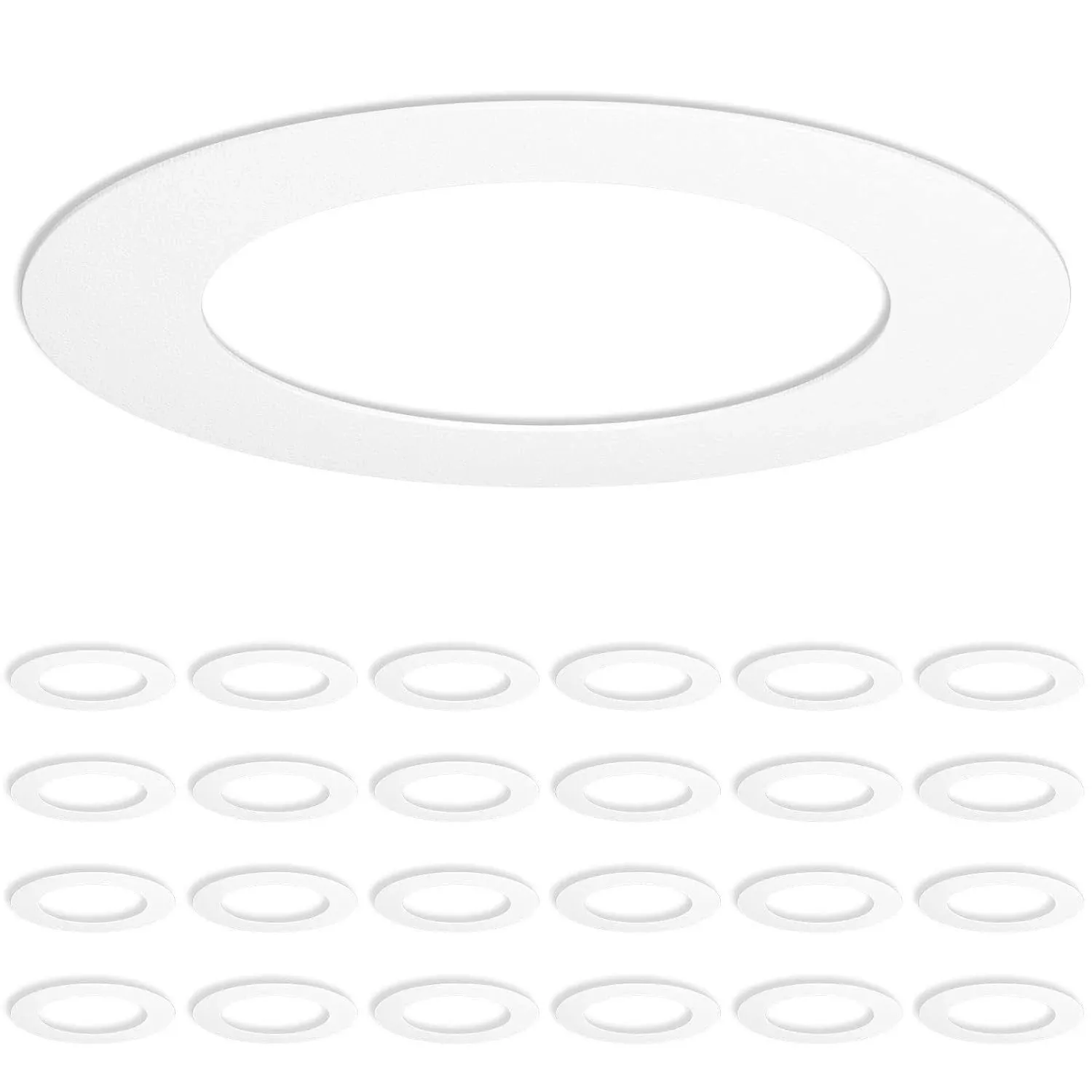 Amico 24 Pack Goof Rings for 6 Inch Recessed Lights White Can Light Goof Trim...