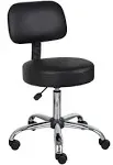 Medical Drafting Stool with Back Cushion - Black