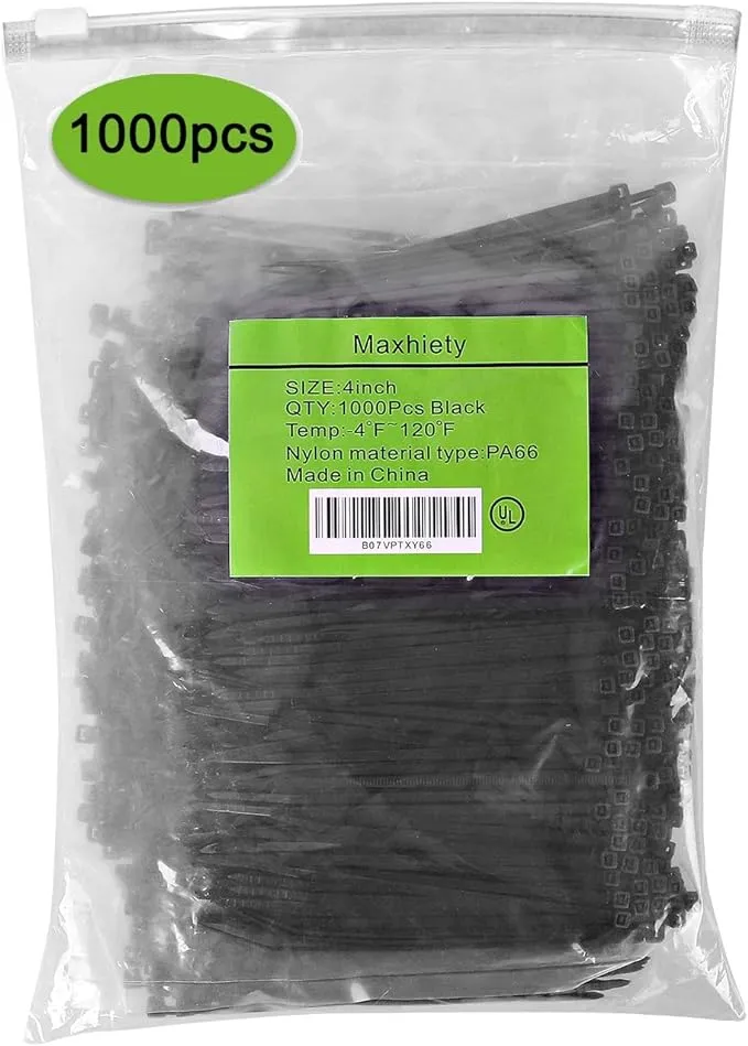 zip ties 4 inch heavy duty cable nylone cable ties Bulk Pack of 1000 Black