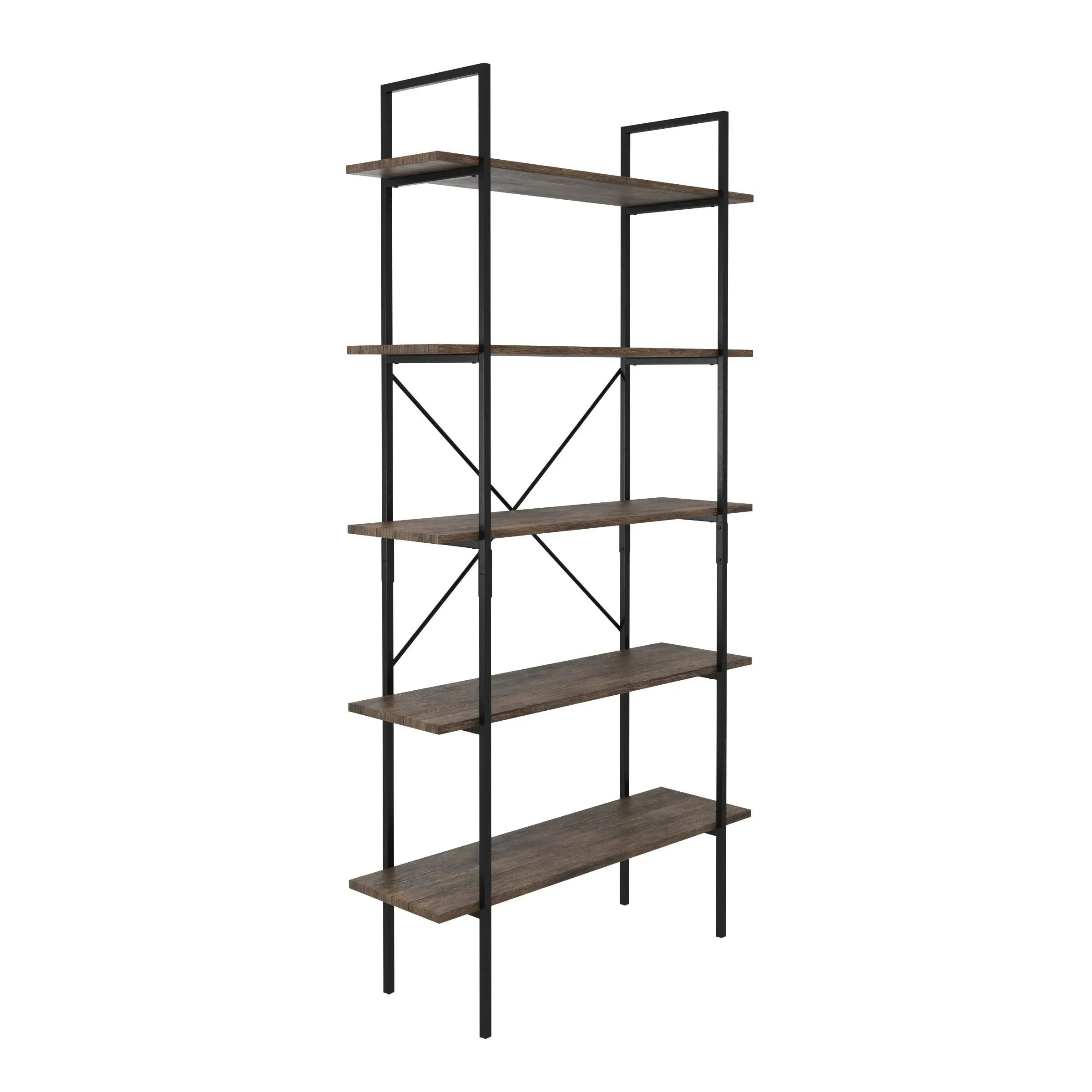 Lavish Home 5-Tier Industrial Style Freestanding Bookshelf