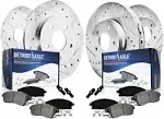 Detroit Axle 8PR1300277 Front Rear Drilled Slotted Rotors Pads for 02-06 Nissan Altima