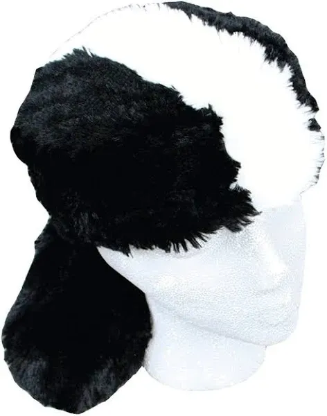 Teen/Adult Faux Fur Skunk Animal Hat Cap, Large, Black White, Lined