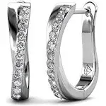 Cate & Chloe Amaya 18K White Gold Hoop Earrings with Swarovski Crystals