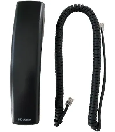 The VoIP Lounge Replacement HD Voice Handset with Curly Cord for Polycom VVX Series IP Phones 300 301 310 311 400 401 410 411 500 501 600 601 1500 Black (Please See Full Description Below)