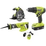 RYOBI Power Tool Combo Kit 3pc 18V 1.5 Ah Battery Charger Keyless Chuck Cordless