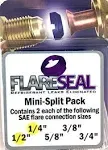 FlareSeal® Model MSP-0408 Leak Free SAE Flare Connections - Refrigerant Leaks Refrigeration, HVAC, Ductless, Schrader Valve or Mini Split Applications (1/4", Mini Split Pack - (2) 1/4" and (2) 1/2")