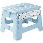 Casafield 9" Collapsible Folding Plastic Kitchen Step Foot Stool with Handle Light Blue