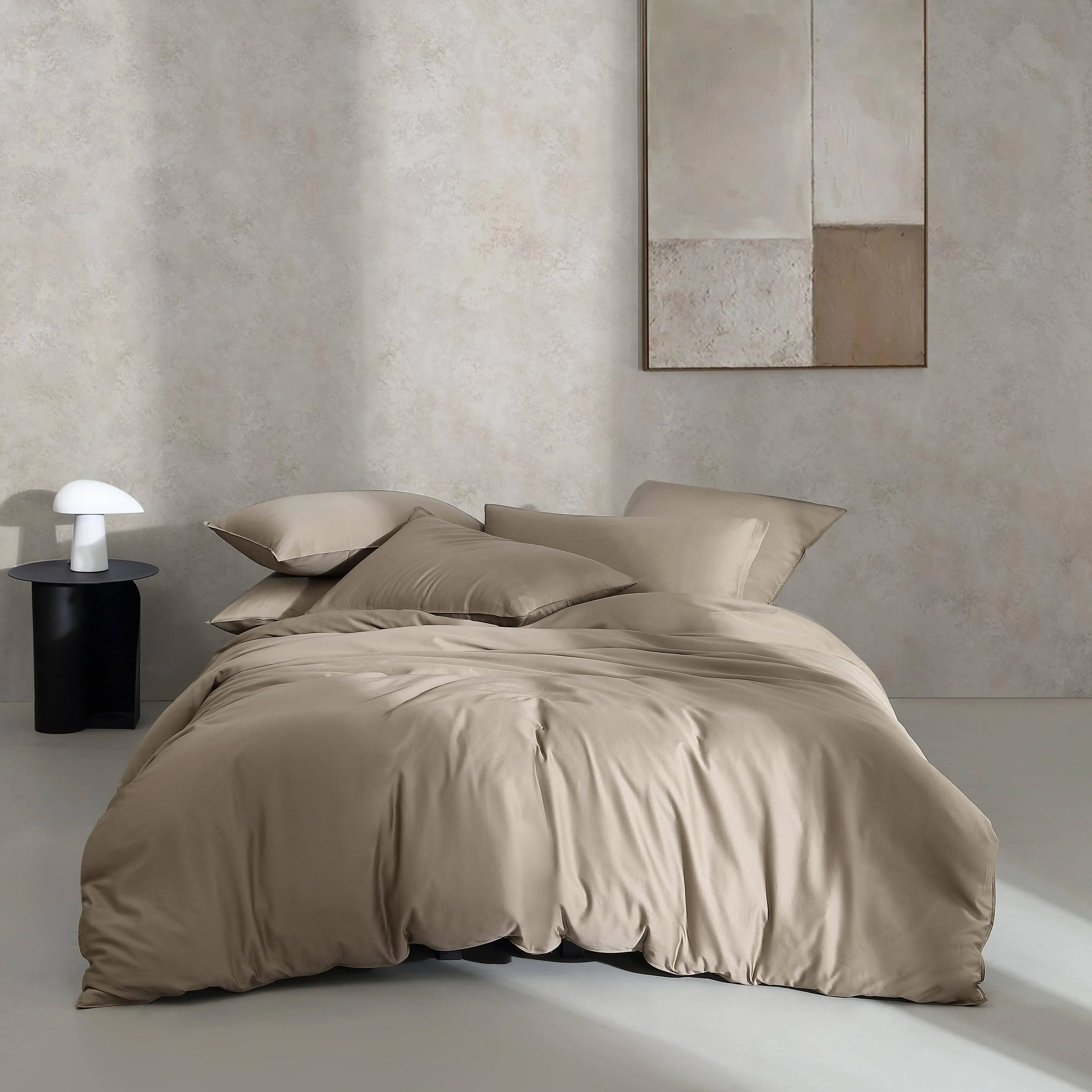 Calvin Klein Organic Earth Solid Cotton Duvet Cover Set - Light Brown - Queen