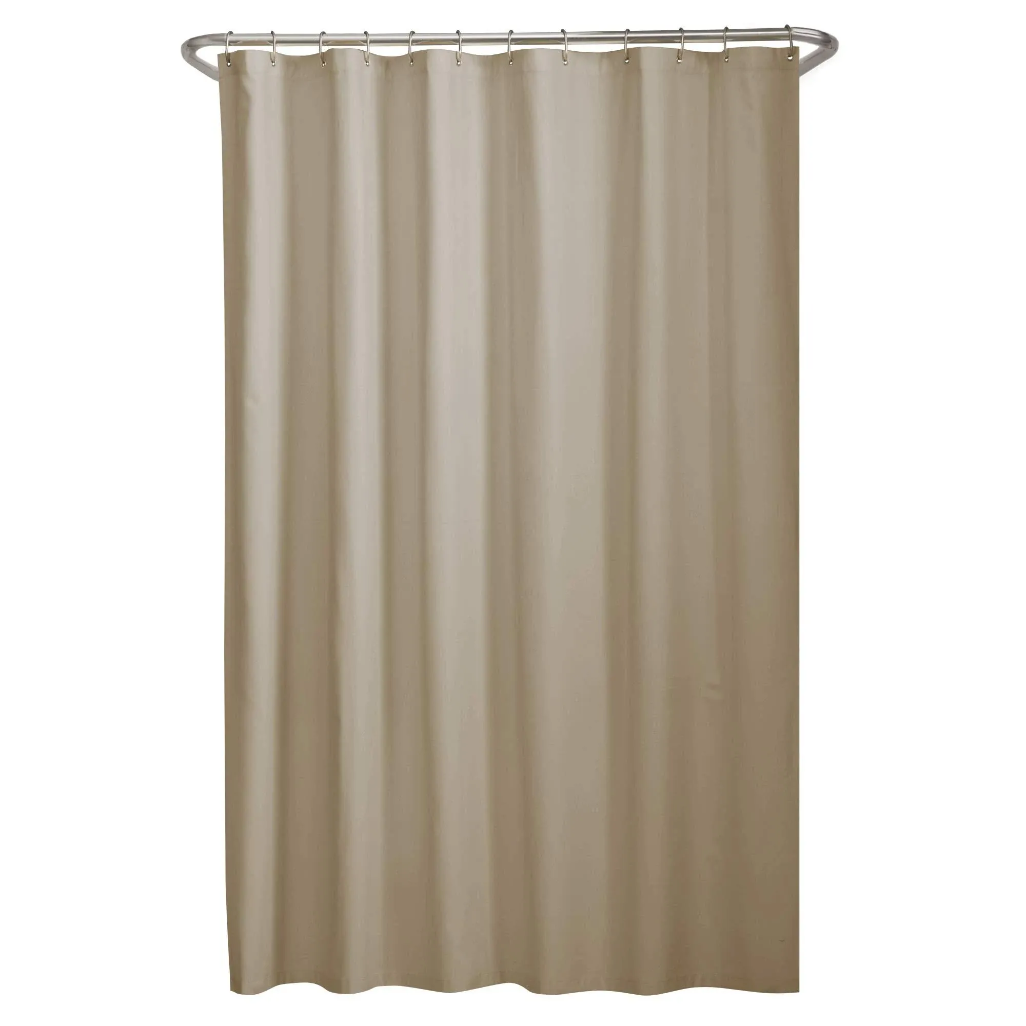 Maytex Soft Microfiber Water Repellent Fabric, Linen, Shower Curtain Liner, Beige