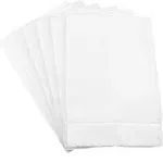 6 Pack - CleverDelights White Hemstitched Hand Towels - 14 inch x 22 inch - 45/55 Cotton Linen Blend