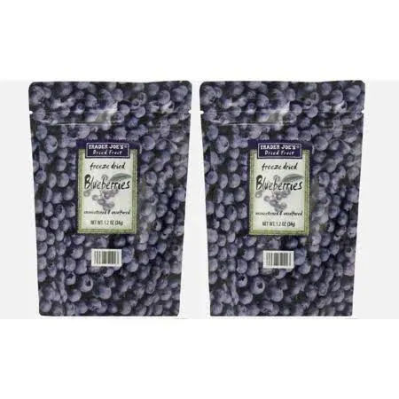 Trader Joe&#039;s Freeze Dried Blueberries 1.2 Oz Each Pack of 2 Unsweetend