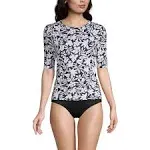 Lands' End Women's Petite Crew Neck Elbow Sleeve Rash Guard