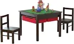 Utex 2-in-1 Kids Multi Activity Table and 2 Chairs Set with Storage (Espresso)