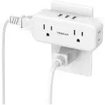 TESSAN 4 Electrical Multiple Outlet Extender with 3 USB Ports, Multi Plug Outlet Splitter with USB 3USB-A / White