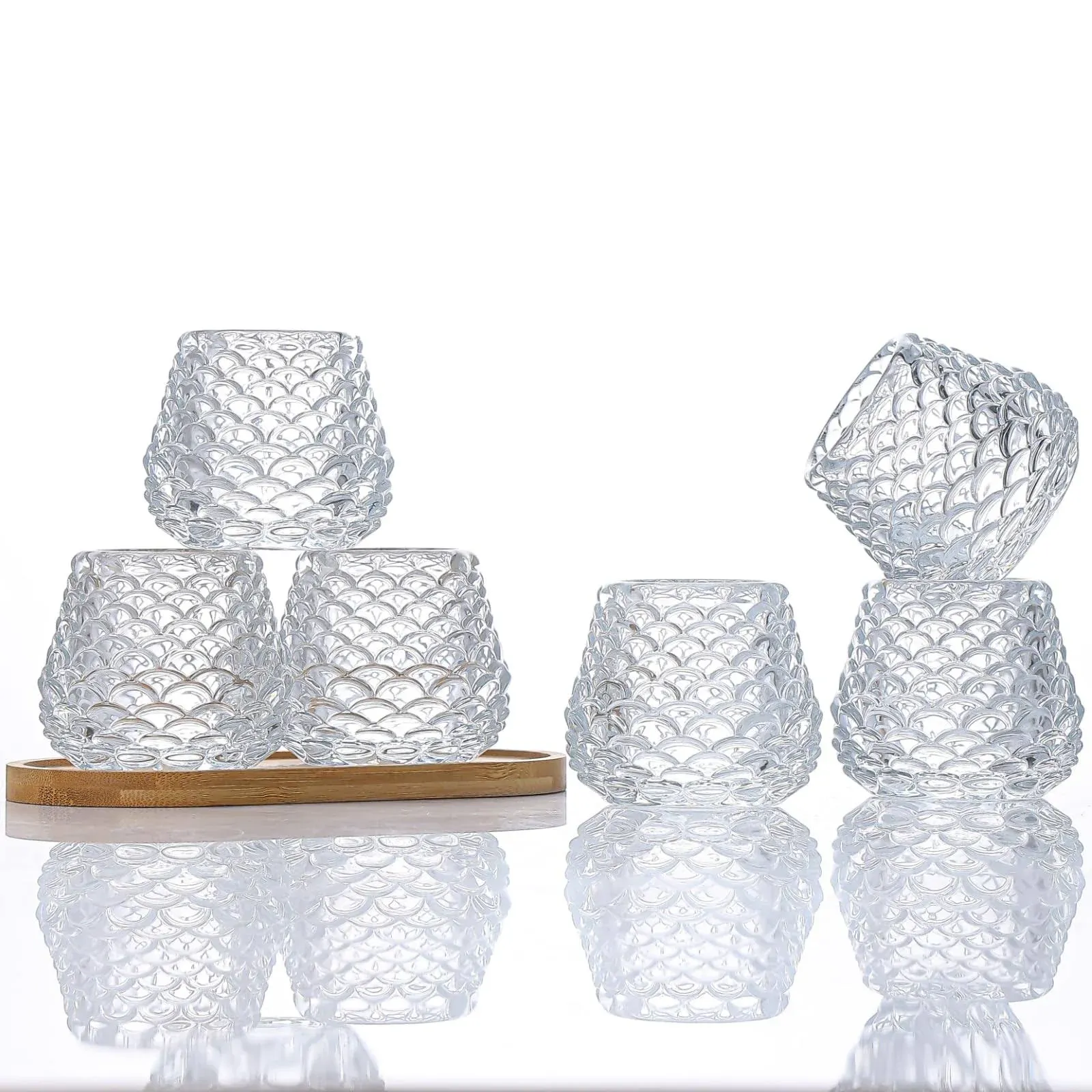 Tea Light Candle Holder Set of 6 Pinecone Votive Candle Holders Bulk for Tabl...