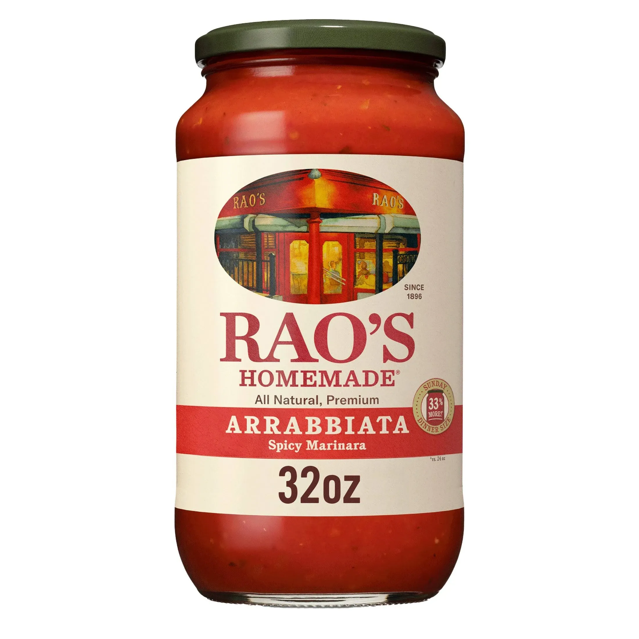 Rao's Homemade Arrabbiata Sauce, 32 oz, Tomato Sauce, All Purpose, Keto Friendly Pasta Sauce, Premium Quality Tomatoes from Italy & Crushed Red Pepper