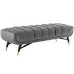 Modway Adept Tufted Performance Velvet 60&#034; Bench in Gray