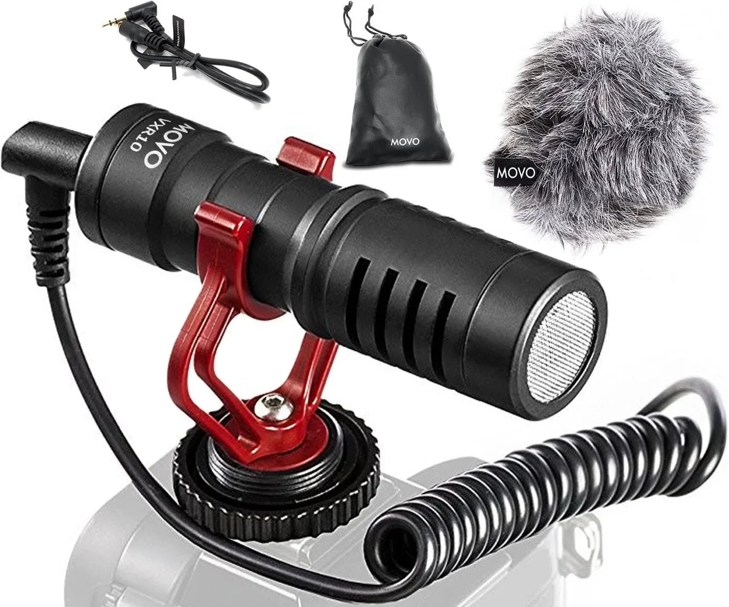 Movo VXR10 Universal Video Microphone with Shock Mount, Deadcat Windscreen,...