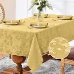 Christmas Jacquard Rectangle Tablecloth Elegant Waterproof Damask Floral Pattern