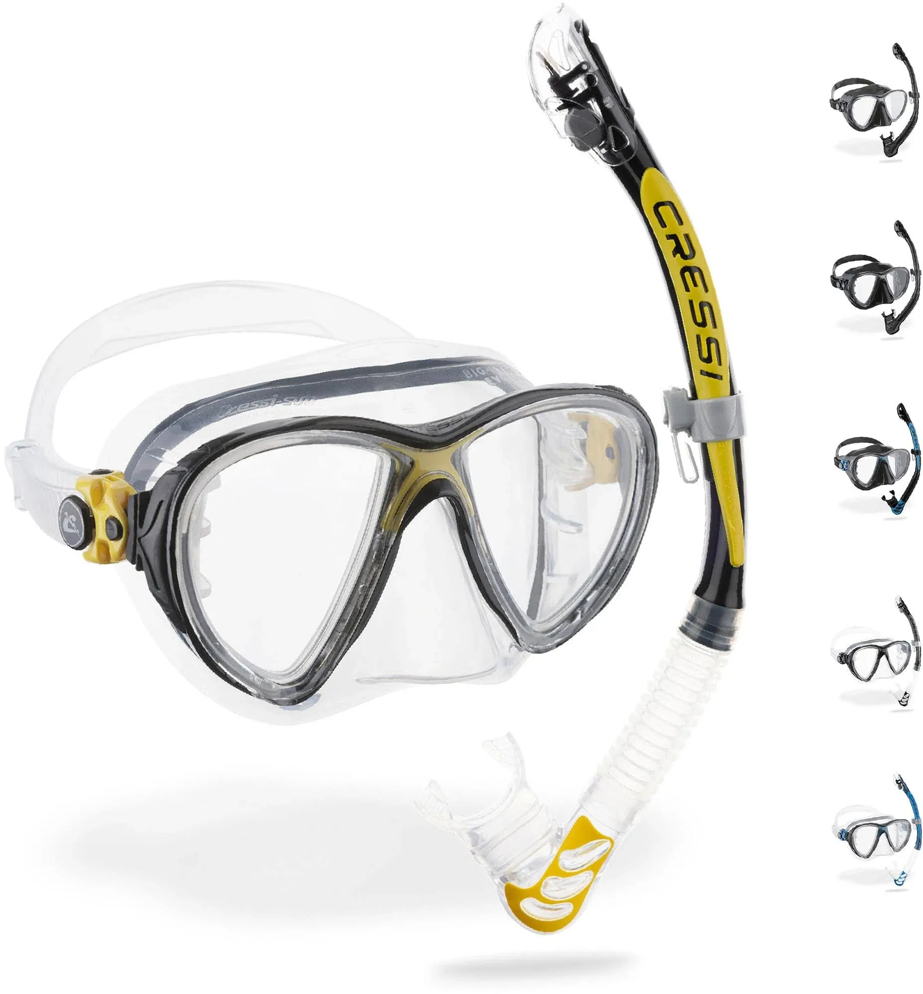 Cressi Premium Quality Snorkeling Adult Set - Big Eyes Evolution & Alpha Ultra Dry: made in Italy