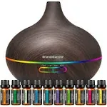 InnoGear Aromatherapy Diffuser & 10 Essential Oils Set, 400ml Diffuser Ultrasonic Diffuser Cool Mist Humidifier with 4 Timers 7 Colors Light Waterless Auto Off for Large Room Office, Dark Wood Grain