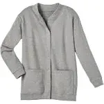 Catalog Classics Snap-Front Fleece Cardigan - Gray - 3X