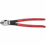 KNIPEX Tools - High Leverage Diagonal Cutters, 12 Degree Angled (7421250SBA), Red, 10 inches