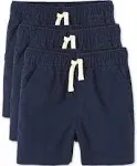 Baby And Toddler Boys Pull On Jogger Shorts 3-Pack - Blue