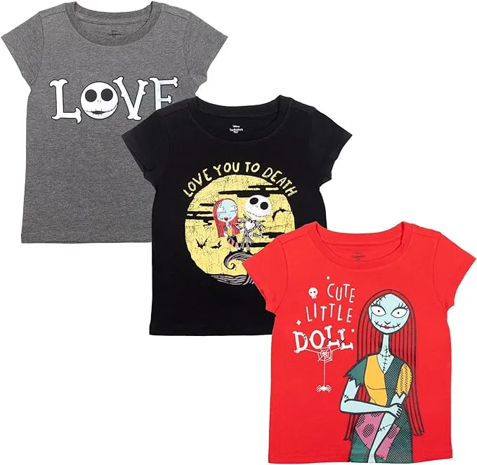 Disney Nightmare Before Christmas Jack Skellington Sally Girls 3 Pack T-Shirt