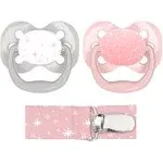 Dr. Brown's Advantage Pacifier with Pacifier Clip 0-6 Months Pink 2 Count