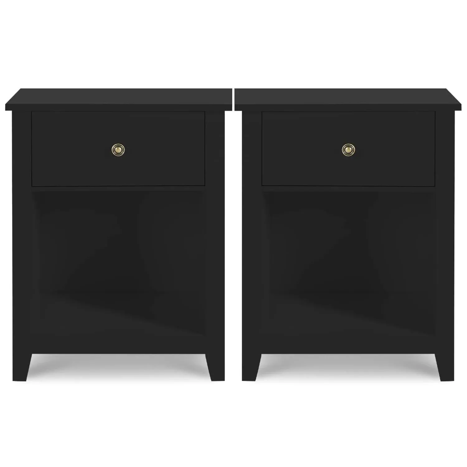 Vikiullf Black Nightstands with Drawer - Set of 2 Modern Bedroom Night Stands ...