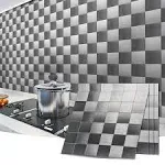 Art3d Stainless Steel Backsplash Peel and Stick for Stove Backsplash, 10-Sheet of 12x12inches, Covering 10 Sq.Ft, Brushed Silver