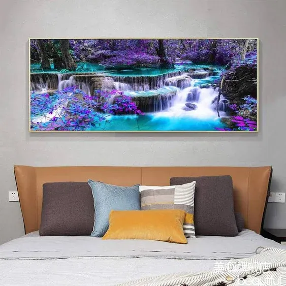 YALKIN 5D Diamond Painting Kits for Adults DIY Large Waterfall Full Round Drill (35.5 x 15.7 inch) Pictures Arts Paint Kits Diamond Painting Kits for Home Wall Decor