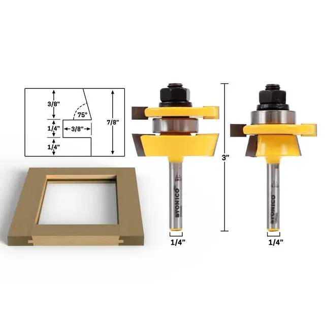 Shaker 2 Bit Rail and Stile Router Bit Set