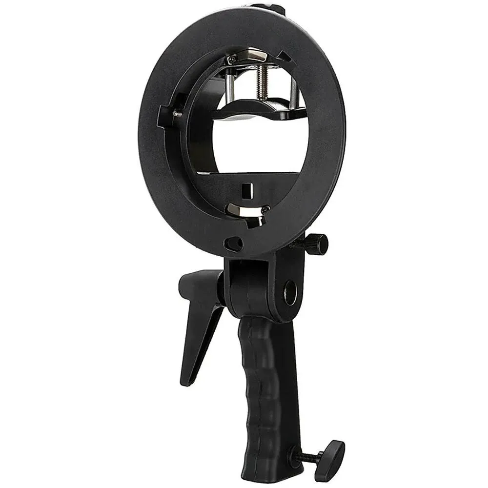 Fotodiox Pro Flash Bracket Holder with Handle for Speedlight Flash Guns and Bowen Mount Strobes - for Use with Reflectors, Softboxes, Snoots and Umbrellas