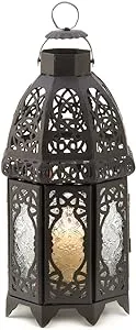 Gifts & Decor Lattice Lantern Candle Holder Home Wedding Decor, Black