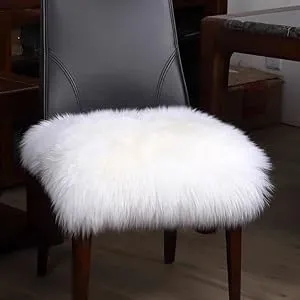 OKAYDA Natural Australian Sheepskin Seat Cushion Luxury Lambskin Chair Pad,Soft Wool and Non-Slip Backing (White)