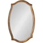 Kate and Laurel Hatherleigh Traditional Scalloped Oval Wall Mirror, 24 x 34, Walnut Brown, Vintage Decorative Wooden Rectangular Mirror for Use in Bathroom, Entryway, or Bedroom