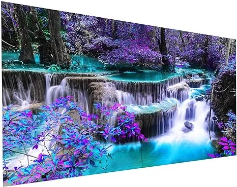 YALKIN 5D Diamond Painting Kits for Adults DIY Large Waterfall Full Round Drill (35.5 x 15.7 inch) Pictures Arts Paint Kits Diamond Painting Kits for Home Wall Decor