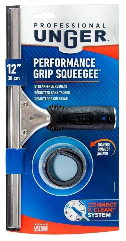 Unger 12 in. Performance Grip Squeegee with Bonus Rubber Blade 981010