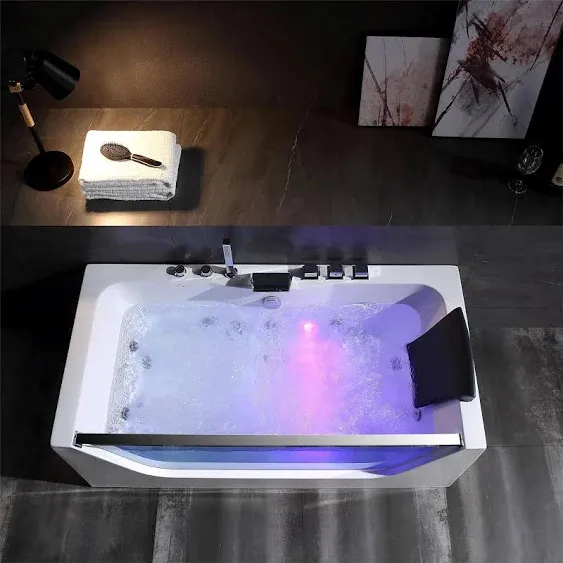 Empava 59 in. Whirlpool Rectangular Bathtub - EMPV-59JT408LED