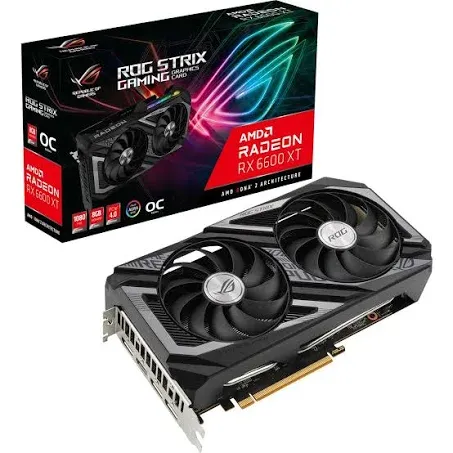 Asus ROG ROG-STRIX-RX6600XT-O8G-GA Gaming Graphics Card, AMD Radeon RX 6600 XT OC Edition, 8GB GDDR6, PCIe 4.0