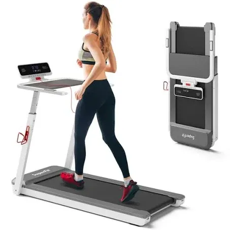 Goplus 3HP FoldableTreadmill, Folding SuperFit Treadmill with Desk