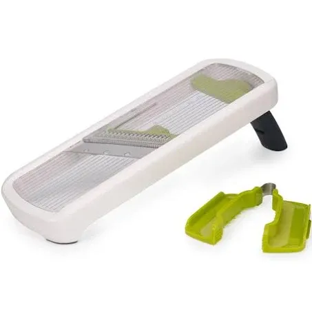 Joseph Joseph Multi-Grip Kitchen Mandoline, Adjustable Fruit and Vegetable Slicer, 3-Slice & 2-Julienne thickness, with precision food grip, White