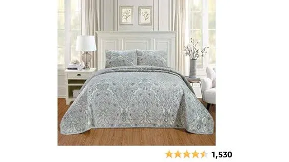 3-Piece Oversize King (115&#034; X 95&#034;) Quilt Set Microfur Bedspread Coverlet Fine Pr