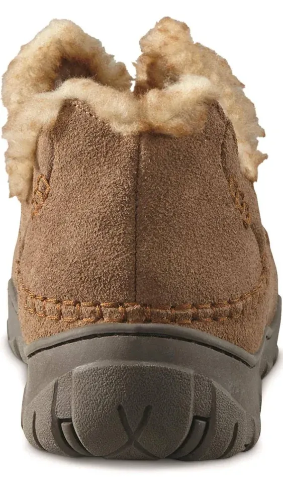 Men's Frontier Fur-Lined Suede Moccasin Slippers, Warm Fuzzy Cozy Indoor Outdoor Bedroom House Shoes