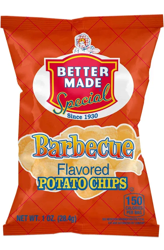 Better Made Special Original & BBQ Potato Chips Variety Pack - Case of 50-1oz Bags - 25 BBQ/25 Original - Crunchy, Individual Snacks Made from Fresh Potatoes